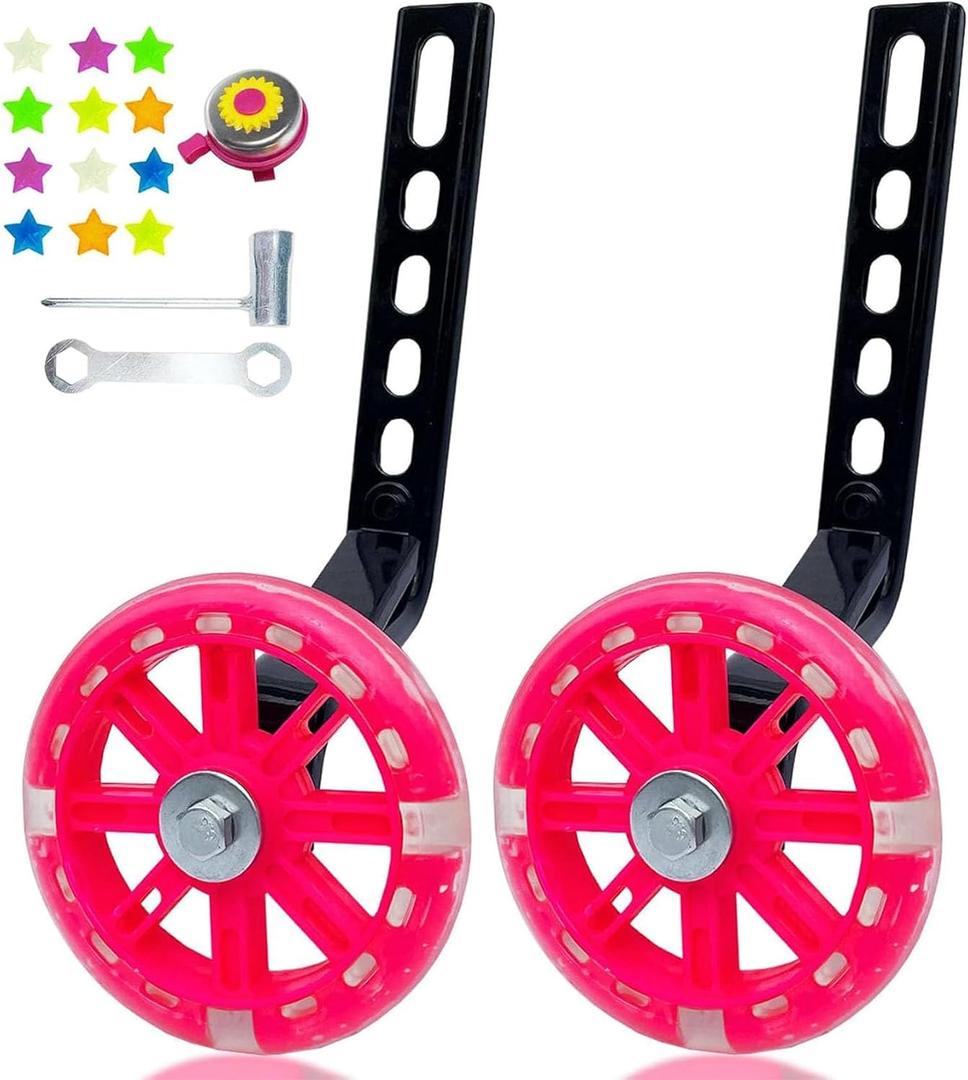 DDJKCZ Training Wheels Flash Mute Wheel Bicycle Compatible for Bikes of 12 14 16 18 20 Inch