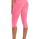 Sunzel Women's High Waisted Capri Leggings for Yoga Gym Workout (Pink)