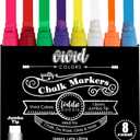 Loddie Doddie Jumbo Chalkboard Markers - 8-Pack Multicolor - Easy Erase Chalk Markers for Blackboard - Bold Lines with 15 mm Chisel Tip Chalk Pen - Smudge-Proof Ink for Glass Pen & Blackboard Surfaces