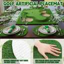 8 Pcs Golf Artificial Grass Mat Placemats Green Fake Grass Tiles Table Centerpieces Placemats Sport Theme Party Decorations for Wedding Baby Shower Golf Lovers