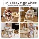 Mloong High Chair for Babies and Toddlers - Adjustable 4-in-1 Baby High Chairs with Dishwasher Tray, Easy Clean Highchair, Beige