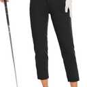 M MOTEEPI 7/8 Golf Pants Women with 4 Pockets Lightweight Stretchy Work Hiking Travel Pants Outdoor (6, Black)