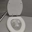 Mayfair Bennett Toilet Seat with Chrome Hinges, Slow Close Wood Seat, Secure Metal Hinges, Easy Install, Made in USA, Elongated, White