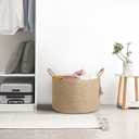 Mkono Extra Large Laundry Basket Woven Storage Baskets for Blankets Toys Clothes Organizer, Decorative Clothes Hamper 21.7" x 13.8"