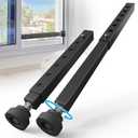 WooFogShort Window Security Bar Adjustable, Window Bars Security Inside, Window Lock Bar for Sliding/Vertical Windows, Anti Theft Windows Guards for Home Security, Extends 11" to 18" (Black-2 Pcs)