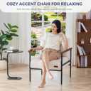MAXYOYO Living Room Accent Chair, Modern Chair with Sturdy Metal Frame & Wood Armrests, Upholstered Reading Chair with Upholstered Cushion for Bedroom Balcony Porch, Beige