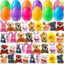 JOYIN 36 Pcs Pre-Filled Easter Eggs Filled with Plush Animal Toys for Kids Toddlers Easter Egg Hunt, Basket Stuffers Fillers, Kids Party Favor, Classroom Prize Supplies