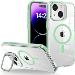 WOGROO for iPhone 11 Case, Compatible with MagSafe, Magnetic Kickstand Case for Women, Clear Green