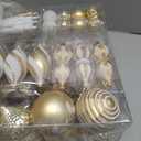 Christmas Tree Ornaments Decorations Set-116ct 1.18-6.5 Inch Assorted White Gold Shatterproof Decorative Hanging Christmas Ball Ornaments Bulk, Xmas Tree Tabletop Decorations for Holiday Decor