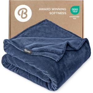 Bare Home Fleece Blanket - King Size - Ultra-Soft Lightweight for Bed, Sofa, and Couch - Luxury Microplush - Cozy Warm Blanket (King, Dark Blue)