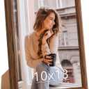 10x13 Wood Frame Brown, Natural Wooden 13x10in Picture Frames, Modern Golden 10 x 13inch Gallery Photo Pic Frame with HD Plexiglass, Horizontal Vertical Wall Mounting Tabletop Display 1Pc