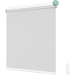 Allesin Motorized Roller Blinds with Remote Control for Windows, Blackout Smart Roller Shade, Battery Powered Electric Smart Blind (White 34" W x 72" H)