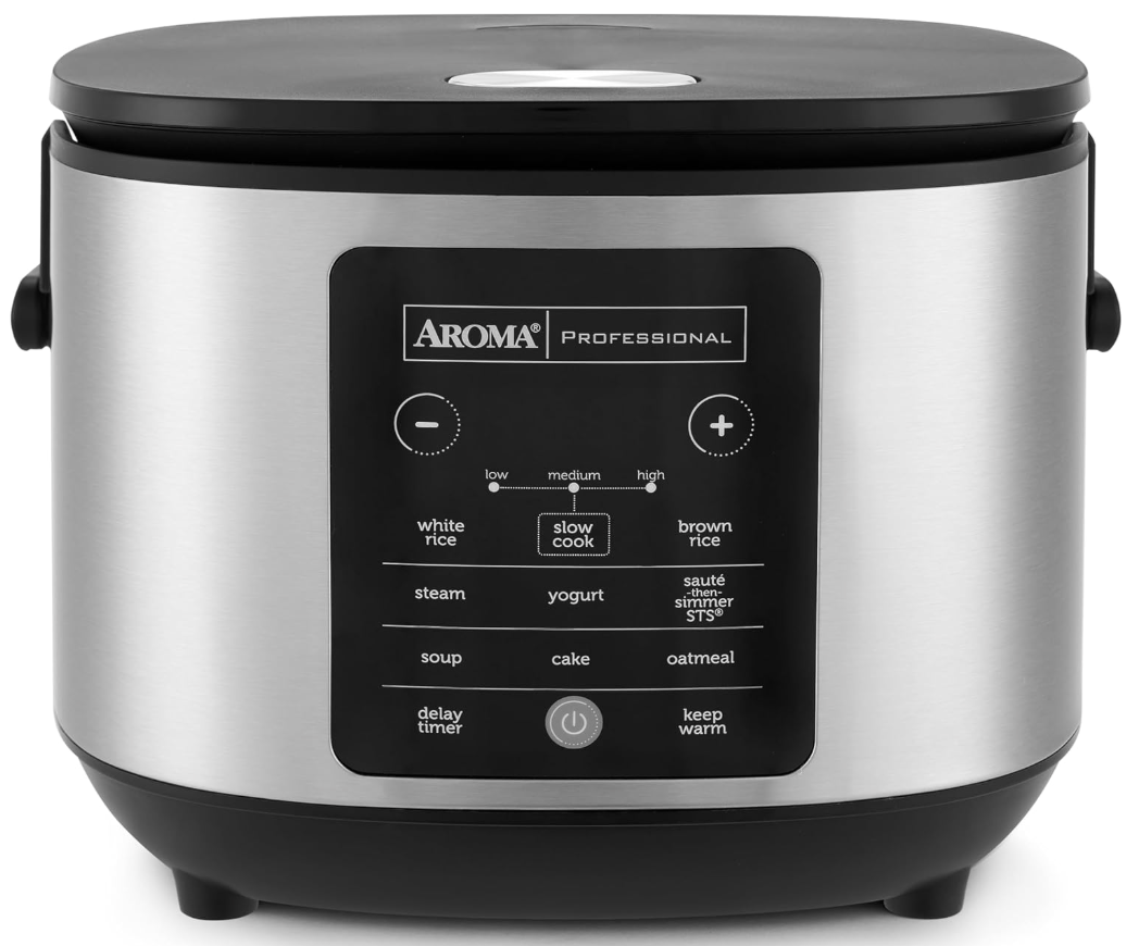 AROMA® 6-Cup (Uncooked)/ 12-Cup (Cooked) Slow Cook Rice Cooker and Brown Rice Cooker with Lift-Out Pot Handles and Silicone Storage Lid, PFAS-Free Ceramic Coating