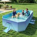 HeySplash Foldable Pool, Non-Inflatable Swimming Pool with Rigid Puncture-Proof Hard Composite Board, Kiddie Pool Outdoor Pool, Adults & Kids Pool for Backyard Garden Dog Pool 78"53"19", Ice Blue