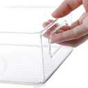 Kingrol 6 Pack Plastic Storage Bins for Pantry, Refrigerator, Countertop, Cabinet Organization, Stackable Food Storage Organizer with Handles, BPA Free, 10 x 6 x 3 Inch