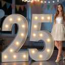 Marquee Numbers Large 25th-Birthday Decorations: 4FT Light Up Numbers 25 Years Old Birthday Decor for Men Women Big Sign Party Anniversary Graduation Cardboard Backdrop Mosaic Balloon Signs Blocks