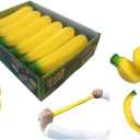 Squishy Toys Banana Stress Toy 12 Pack Stretchy Sand Bananas Toy Stretch for Kids Adults Fidget Party Supply