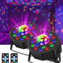 2 in 1 Party Lights 2 Pack, Disco Light with 18LEDs Sound Activated 7 Lighting Effects for House Parties Birthday Holiday Karaoke Bar Dance Club Pub Home Decorations