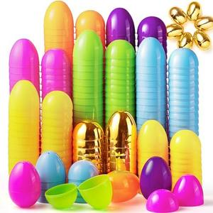 JOYIN 3.15" 144 PCS Plastic Easter Eggs 6 Golden Eggs, Large Empty Eggshells Fillable for Easter Hunt, Parties, Basket Stuffers Filler, Classroom Prize Supplies