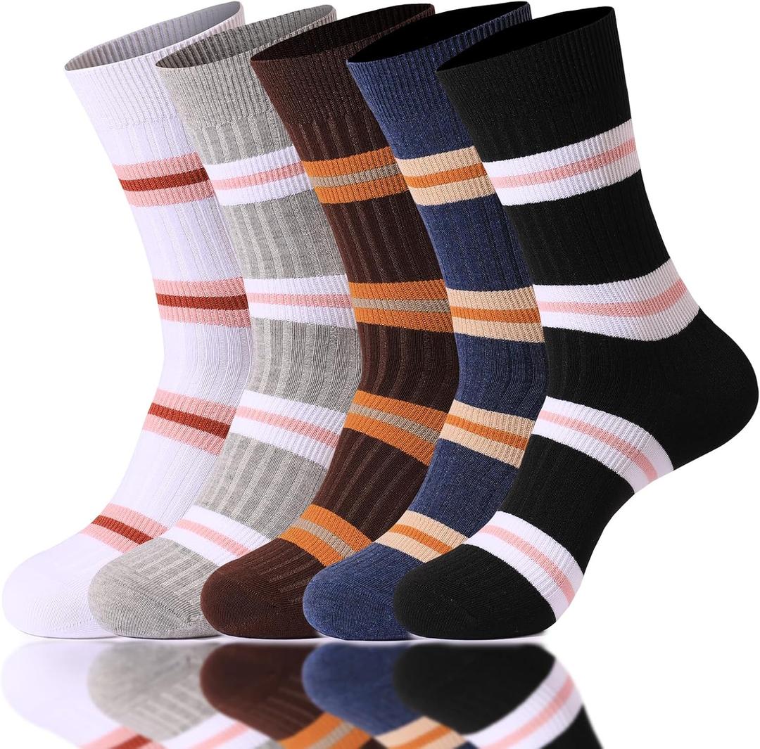 Striped Socks Tube Socks Retro Style Colorful Crew Funny Sock (Medium, Multicolor 14)