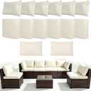 Loungewave 14Pcs Outdoor Cushion Covers, Patio Cushion Covers Replacement for Patio Furniture Sofa Couch, Soft Flexibility Washable Reusable Furniture Protector (Beige,Cover Only)