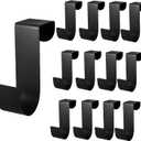 Biaungdo 12 Pcs Over The Cabinet Door Hooks, Black Stainless Steel Hanger Hook Organizer Holder Back Door Hanger Single Hanging Hooks for Over The Door, Kitchen, Christmas, Wreath, Clothes