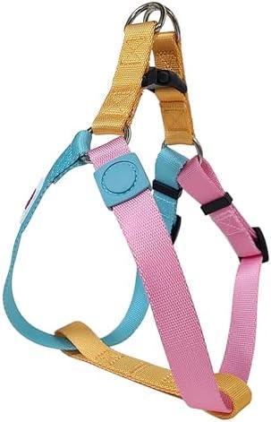 Pawhuggies Tri-Color Dog Harness - Adjustable Step-in No Pull Harness for Large Dogs, Heavy Duty, Easy Walking, Blue Pink L