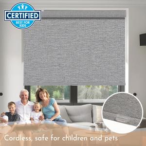 Persilux Blackout Roller Shades for Windows,Cordless,Linen Fabric,Roller Blinds for Windows,Thermal Insulated Fabric UV Protection,Window Shades for Home,Office,Bedroom,Door,Blackout-Grey,Custom 