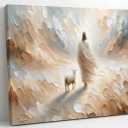Jesus leaves the 99 sheep Canvas Wall Art Christian Jesus God Savior Wall Decor Picture Lamb Lost Sheep Poster Print Painting for Living Room Bedroom Church Decoration Ready to Hang
