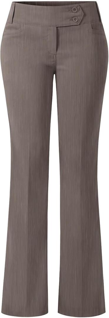 Design by Olivia Women's Relaxed Boot-Cut Office Pants Trousers Slacks (Large, A Heather Khaki)