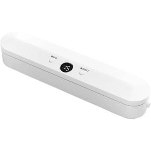 Small vacuum sealer with sealing bags and rolls - suitable for sous-vide and airtight food storage, white