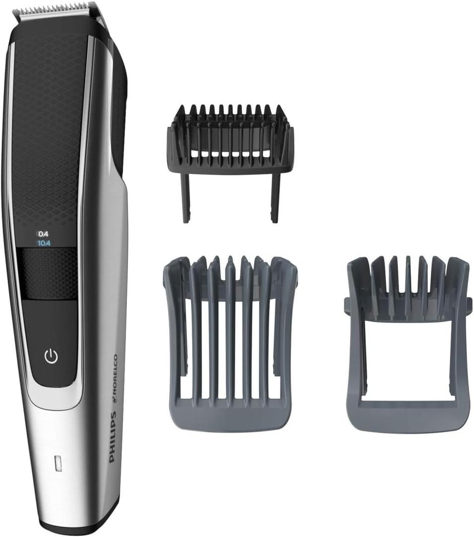 Philips Norelco Beard Trimmer and Hair Clipper Series 5500, electric, cordless, one pass beard trimmer and hair clipper with washable feature for easy clean - No blade oil needed - BT5511/49 (Black)