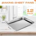 Zopeal 12 Pcs Metal Serving Trays for Food,Baking Sheet Pan Stainless Steel Small Nonstick Cookie Sheet Set Quarter Baking Pan,Toaster Oven and Dishwasher Safe(12 x 9 x 1 Inch)