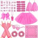 Ramede 21 Pcs Pink Spirit Wear Girls Team Spirit Day Accessories Field Camp Day Color War Accessories Pep Rally Supplies Camp Game Color Team Items Bulk Tutu Noisemaker Stickers for Sport