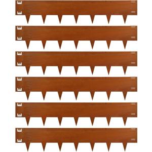Corten Steel Landscape Lawn Edging, 40" L x 8" H, 6 Pack Metal Landscape Edging (180 Degree Bend, Rusted)