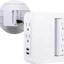 GE Pro Side-Access Swivel Surge Protector, 5-Outlet Extender with 2 USB Ports, Wall Tap Adapter, Charging Station, 3-Prong, 560 Joules, 2.4 AMP/12 Watt, White