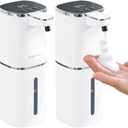 2 Pack Automatic Foaming Soap Dispenser, 400ml//13.53oz, USB Rechargeable, 9- Adjustable Foam Levels, IPX5 Waterproof, Touchless & Wall/Tabletop Use for Kitchen Bathroom, White