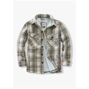 Men's Cotton Flannel Shirt Jacket Fleece Lined Long Sleeve Plaid Shirt for Men, Size L
