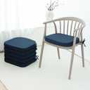 C-Hopetree Indoor Outdoor Dining Chair Cushions with Ties, Seat Pads for Kitchen with Washable Cover and Non-Slip Bottom, High-Resilient Foam, Waterproof, 17" x 16" x 2", Navy Blue, Set of 6