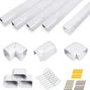 LyPrem 17Ft Mini Split Line Set Cover 5" PVC Line Cover Kit for Mini Split and Central Air Conditioner & Heat Pump(White)