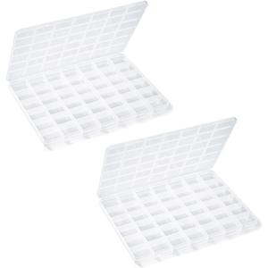 Secmity 2pcs 42 Grids Plastic Bead Organizer Beads Storage Containers Bead Holder Organizer Clear Storage Dividers Box for Jewelry Arts and Crafts (9.2*6.5*0.7 inches(2 Pack))