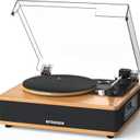Vinyl Record Player with Built-in Speakers Bluetooth Record Player Support Bluetooth in & Out High Fidelity 3-Speed Turntable with AT-3600L Magnetic Cartridge Support RCA Output Auto Stop