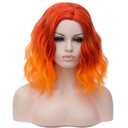 14'' Ombre Orange Wig Short Wavy Flame Fire Color Wig Heat Resistant Synthetic Hair for Women Girls
