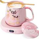 Coffee Mug Warmer & Best MOM Ever Mug Set, Electric Cup Warmer for Desk, Beverage Warmer with 4 Temperature Setting, 8H Auto Shut Off, Mom Gifts from Daughter Son