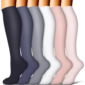 Copper Compression Socks for Women and Men(6 Pairs)-Best Support for Running, Athletic, Nursing, Travel (Small-Medium, 02 Black/Navy/Gray/White/Red/Pink)
