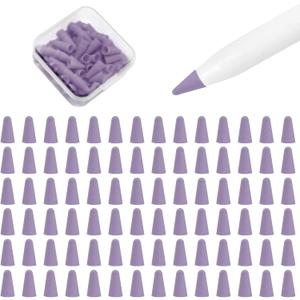100 Pack Tips Cover for Apple Pencil 2nd Generation and 1st Gen and Apple Pencil Pro/USB-C Silicone Nibs Caps Writing Protection Accessories,Writing Anti-Slip Protective Case for Apple iPad Pencil (Purple)