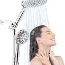 HOWUWEY Modern Dual Shower Head with Handheld Spray, 7.5" Rainfall Shower Head, 9 Modes Hand Showerhead, 78" Hose, Chrome