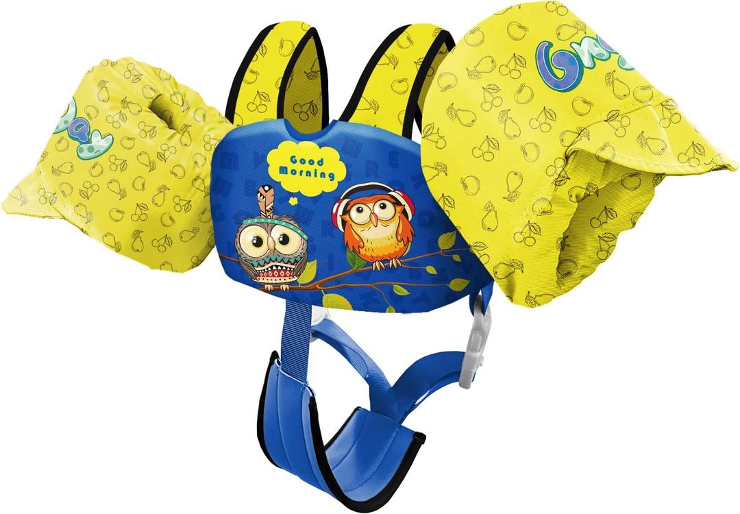 Chriffer Kids Swim Vest Life Jacket for 30-55 Pounds Boys and Girls, Toddler Floaties with Shoulder Harness Arm Wings for 2,3,4,5,6,7 Years Old Baby (Yellow Blue)