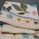 RELEANY Floral Square 6ft Area Rugs Washable Print Boho Cute Carpet Non Slip Flower Low Pile for Living Room Bedroom Kitchen Office Farmhouse-Beige/White/Orange