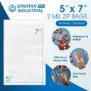 Spartan Industrial - 5 X 7 (1000 Count) 2 Mil Clear Reclosable Zip Plastic Poly Bags with Resealable Lock Seal Zipper